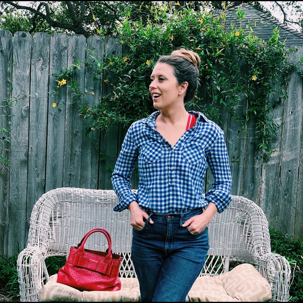 Blue and White Collard Shirt